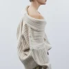 Source Unknown Accessoires-Becca Pull Surdimensionne En Tricot A Rouleau Haut, Bouleau