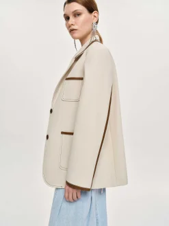 Source Unknown Vêtements-Blazer Borde De Cuir, Toile