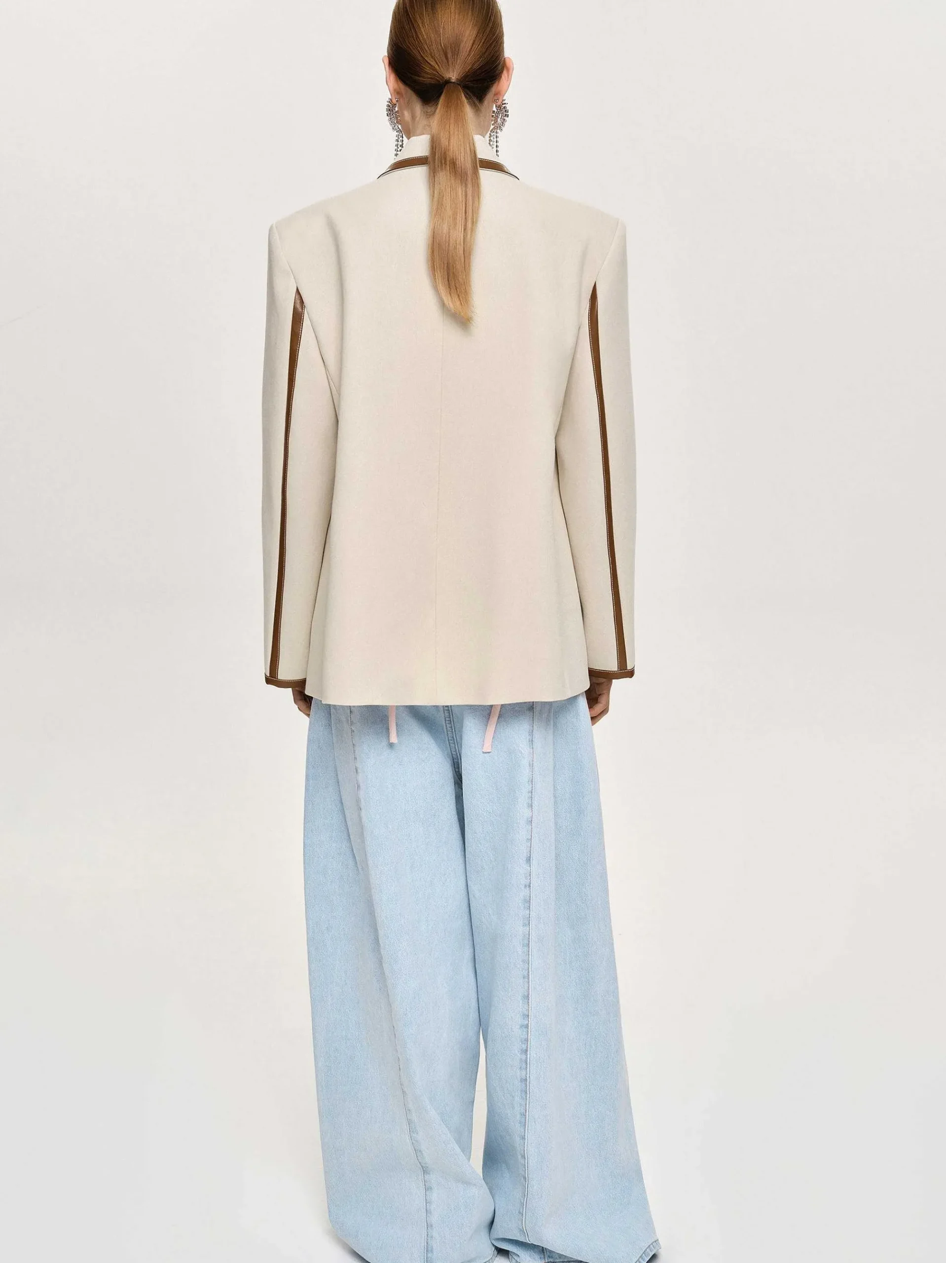 Source Unknown Coordonnées-Blazer Borde De Cuir, Toile
