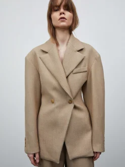 Source Unknown Vêtements D'Exterieur-Blazer Cintre A Double Boutonnage Nangy, Beige Beige