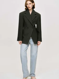 Source Unknown Vêtements D'Exterieur-Blazer Cintre A Double Boutonnage Nangy, Gris Charbon