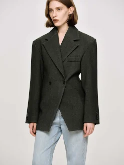 Source Unknown Vêtements-Blazer Cintre A Double Boutonnage Nangy, Gris Charbon