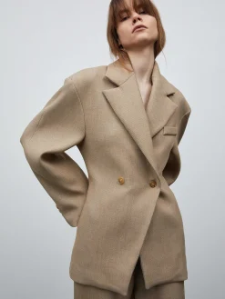 Source Unknown Vêtements-Blazer Cintre A Double Boutonnage Nangy, Beige Beige