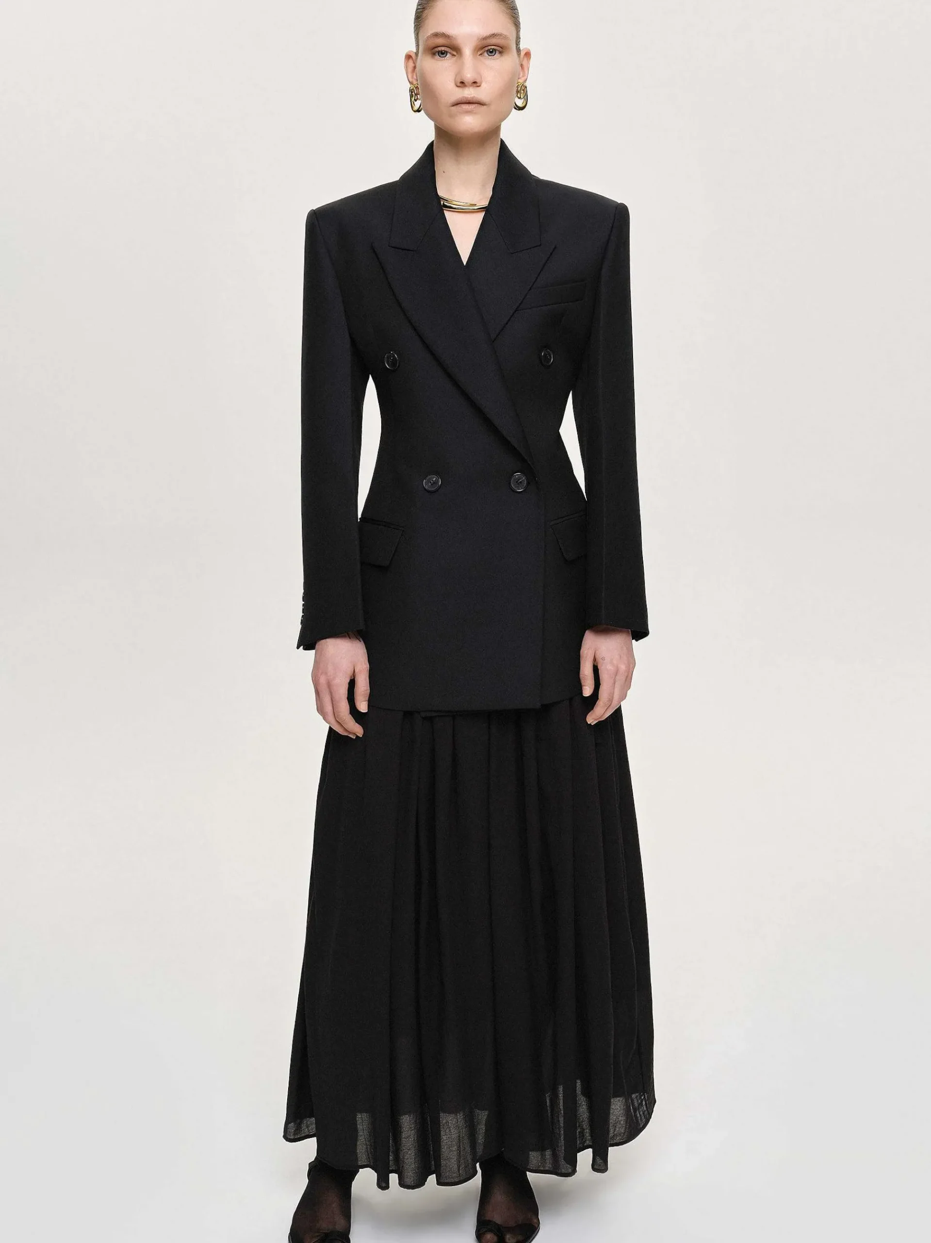 Source Unknown Vêtements-Blazer Cintre A Double Boutonnage Leonara, Noir