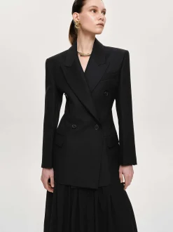 Source Unknown Vêtements-Blazer Cintre A Double Boutonnage Leonara, Noir