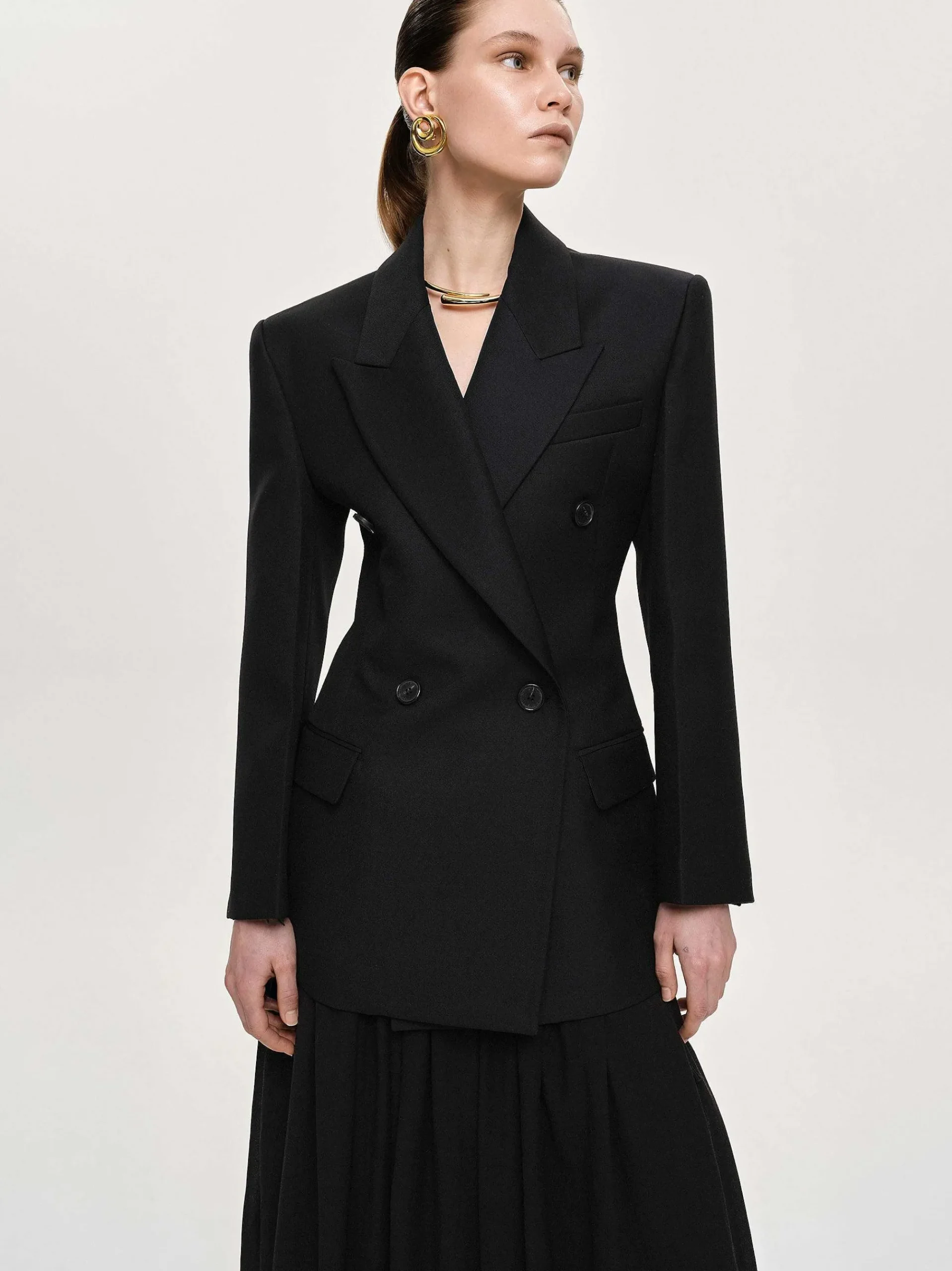 Source Unknown Vêtements-Blazer Cintre A Double Boutonnage Leonara, Noir
