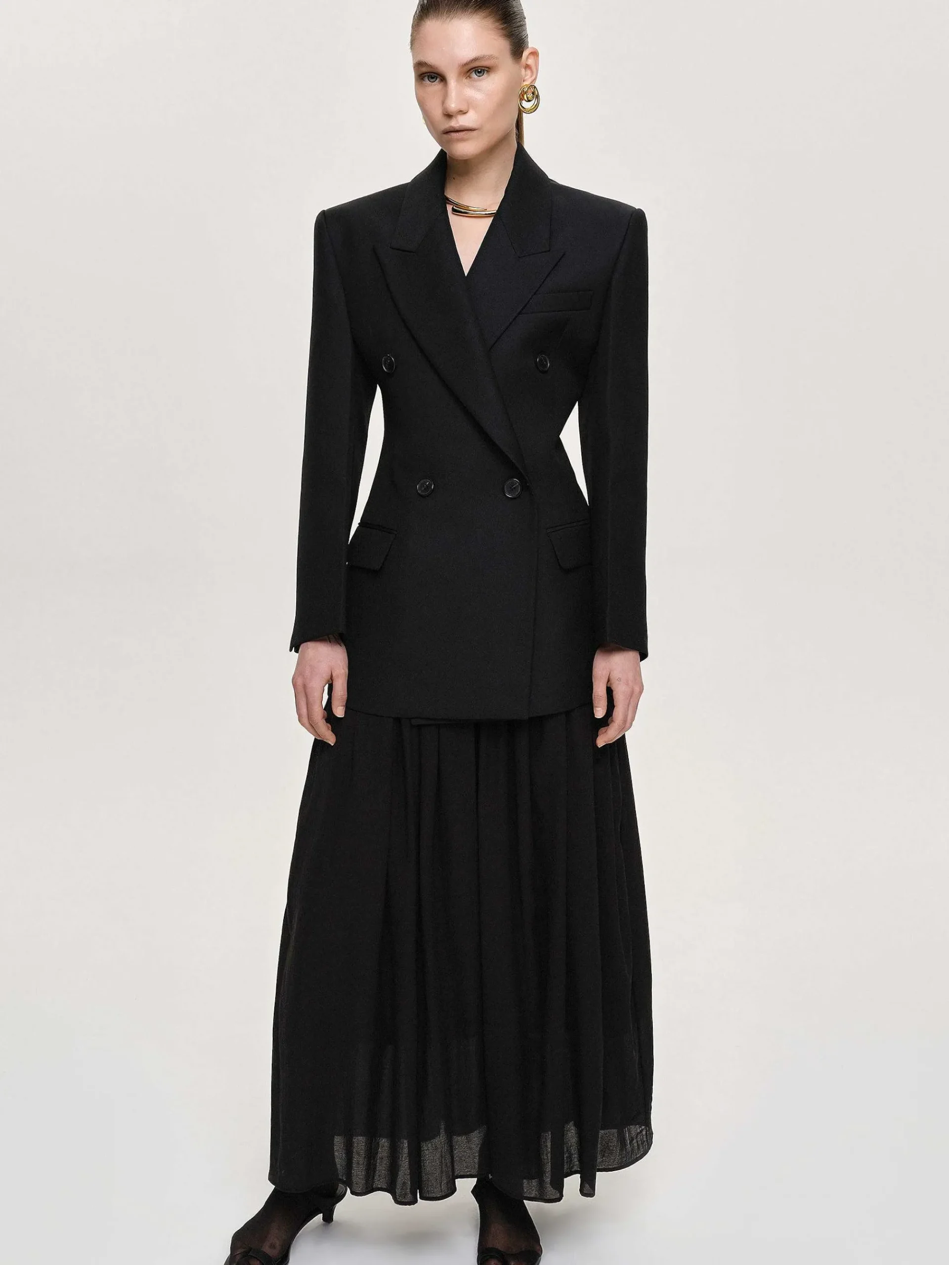 Source Unknown Vêtements-Blazer Cintre A Double Boutonnage Leonara, Noir