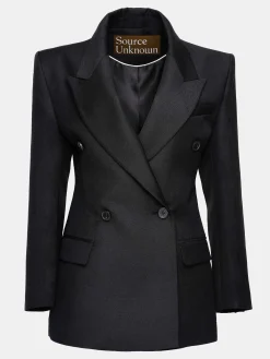 Source Unknown Vêtements D'Exterieur-Blazer Cintre A Double Boutonnage Leonara, Noir