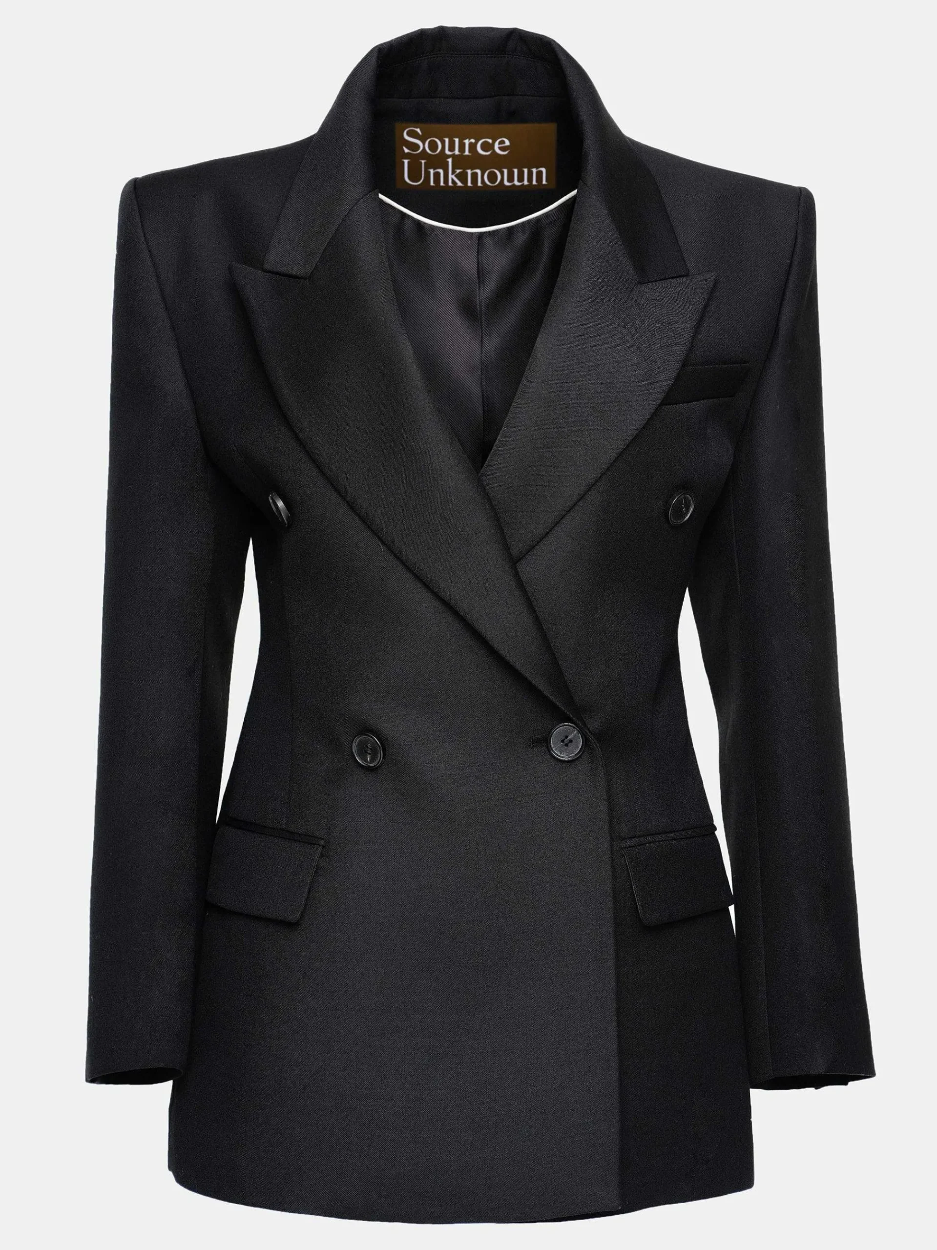 Source Unknown Vêtements D'Exterieur-Blazer Cintre A Double Boutonnage Leonara, Noir