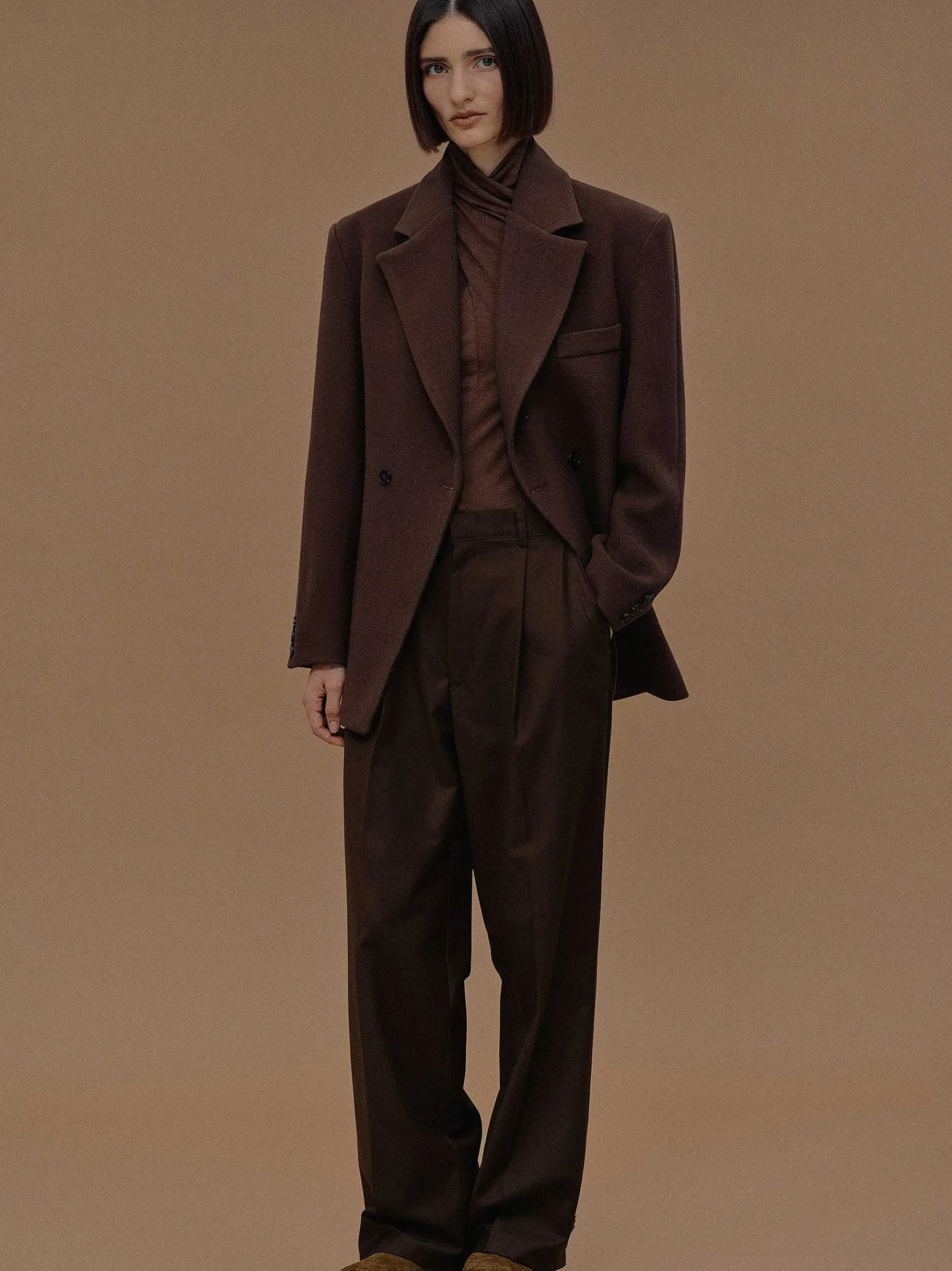 Source Unknown Vêtements D'Exterieur-Blazer Cintre A Double Boutonnage Nangy, Noix De Pecan