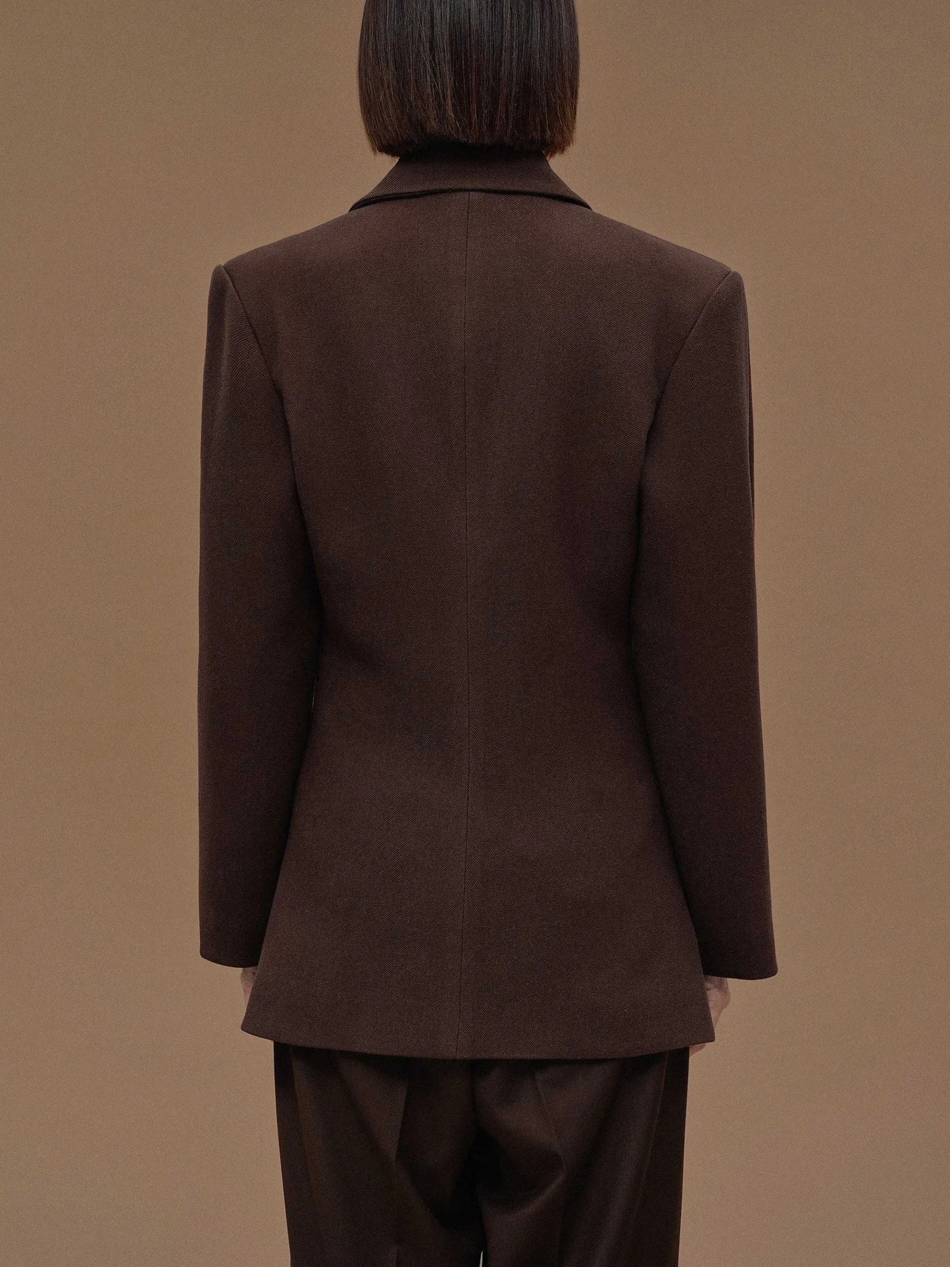 Source Unknown Vêtements D'Exterieur-Blazer Cintre A Double Boutonnage Nangy, Noix De Pecan