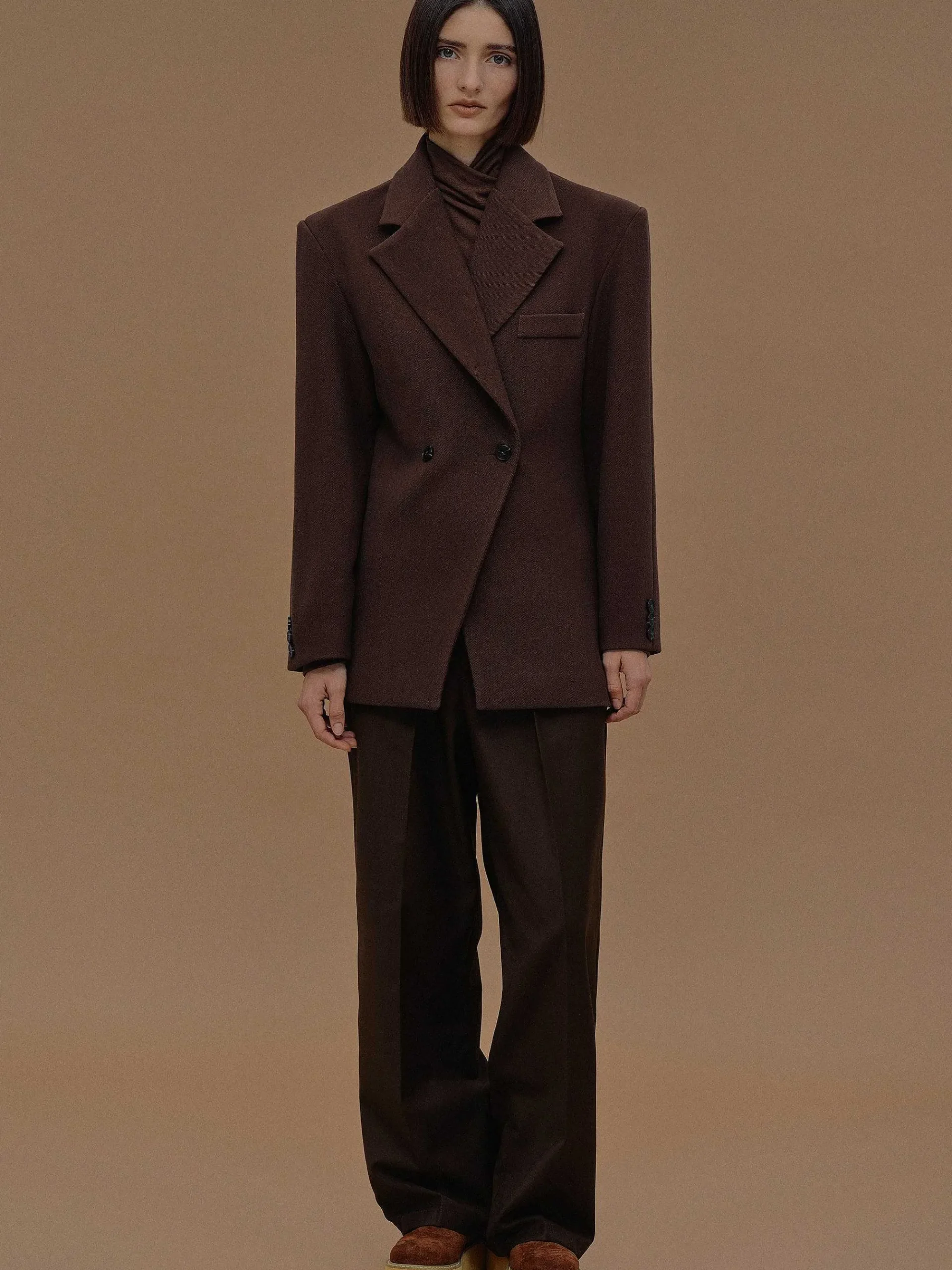 Source Unknown Vêtements D'Exterieur-Blazer Cintre A Double Boutonnage Nangy, Noix De Pecan