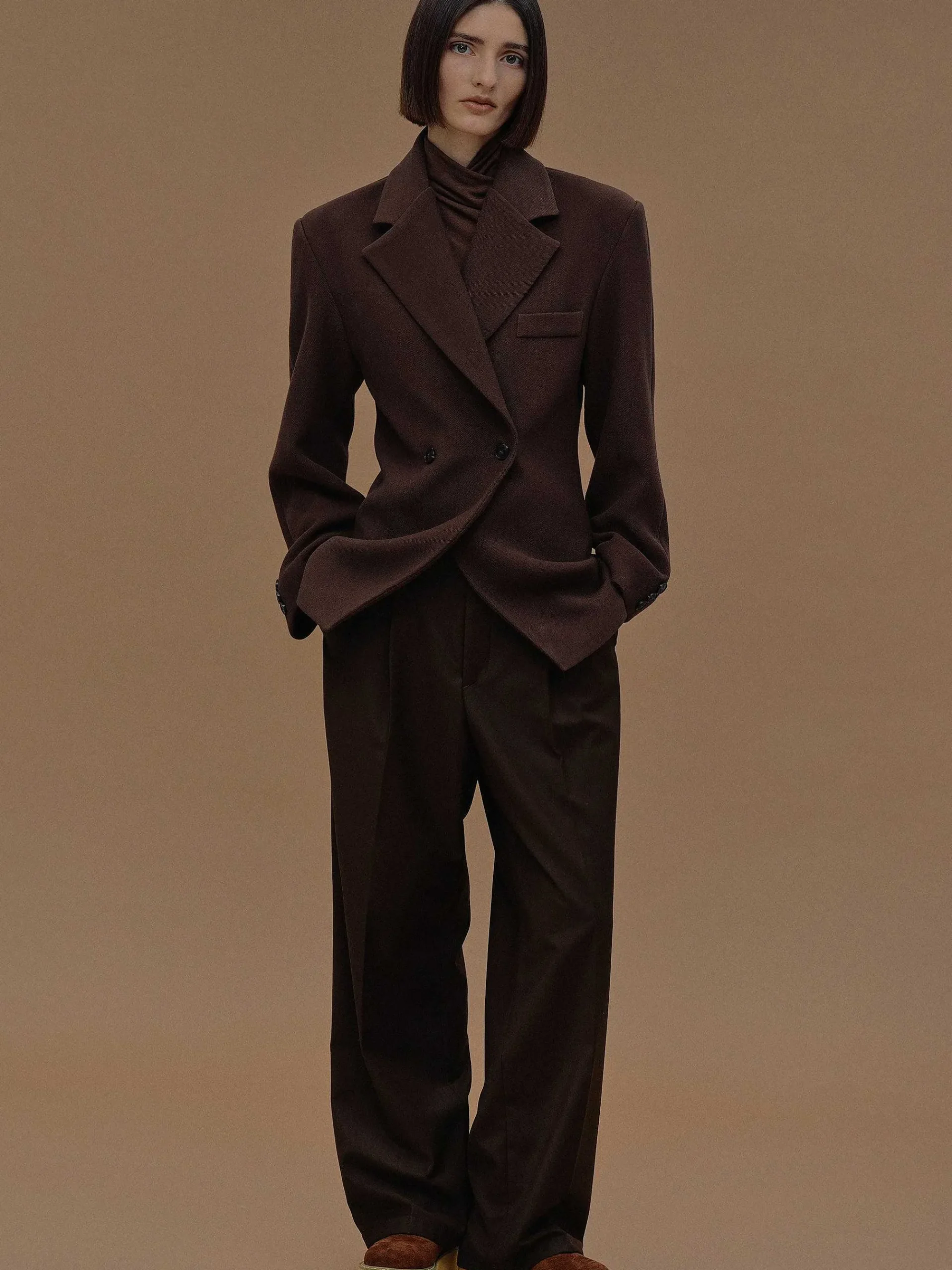Source Unknown Vêtements D'Exterieur-Blazer Cintre A Double Boutonnage Nangy, Noix De Pecan