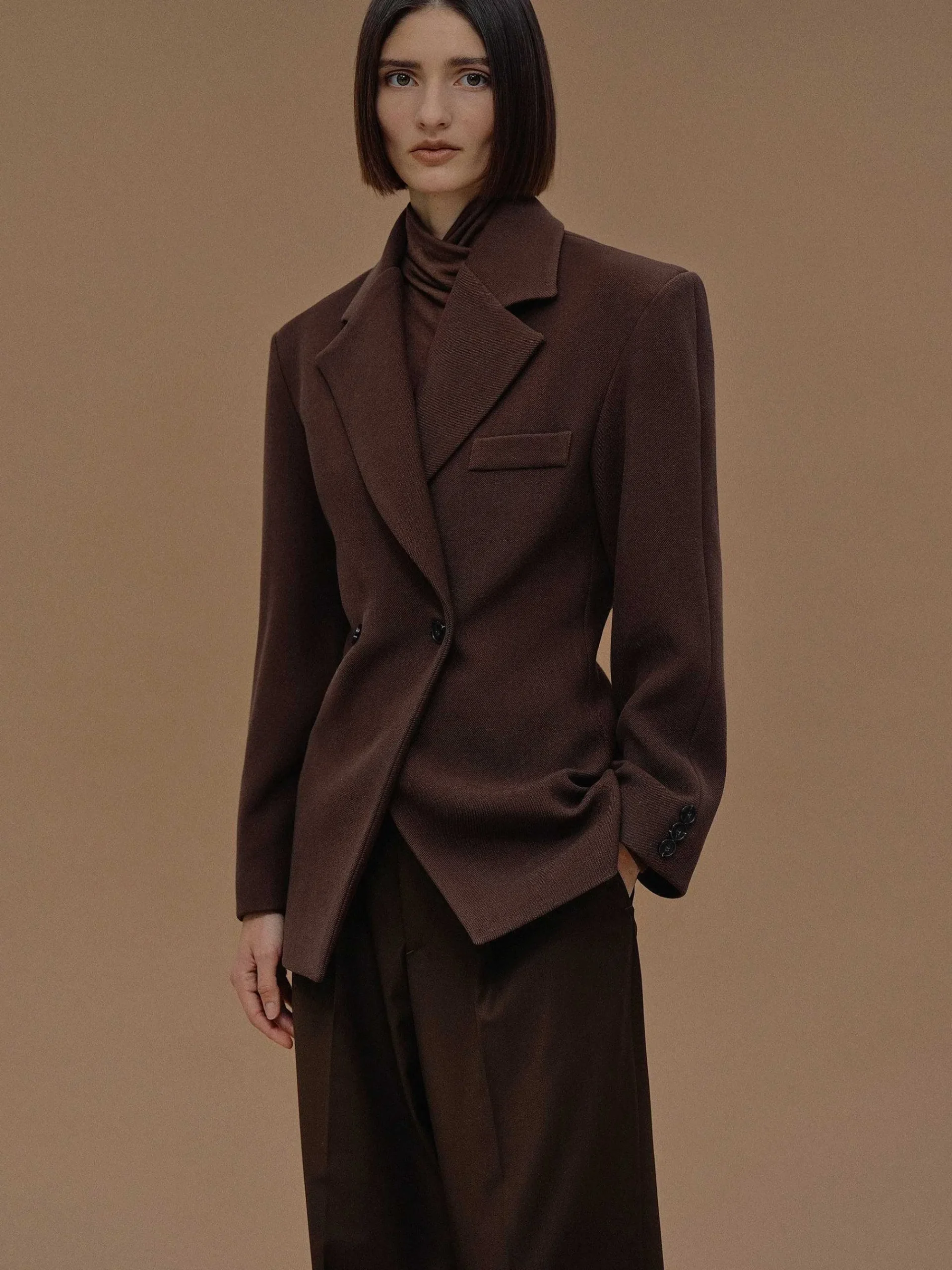 Source Unknown Vêtements D'Exterieur-Blazer Cintre A Double Boutonnage Nangy, Noix De Pecan