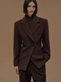 Source Unknown Vêtements D'Exterieur-Blazer Cintre A Double Boutonnage Nangy, Noix De Pecan