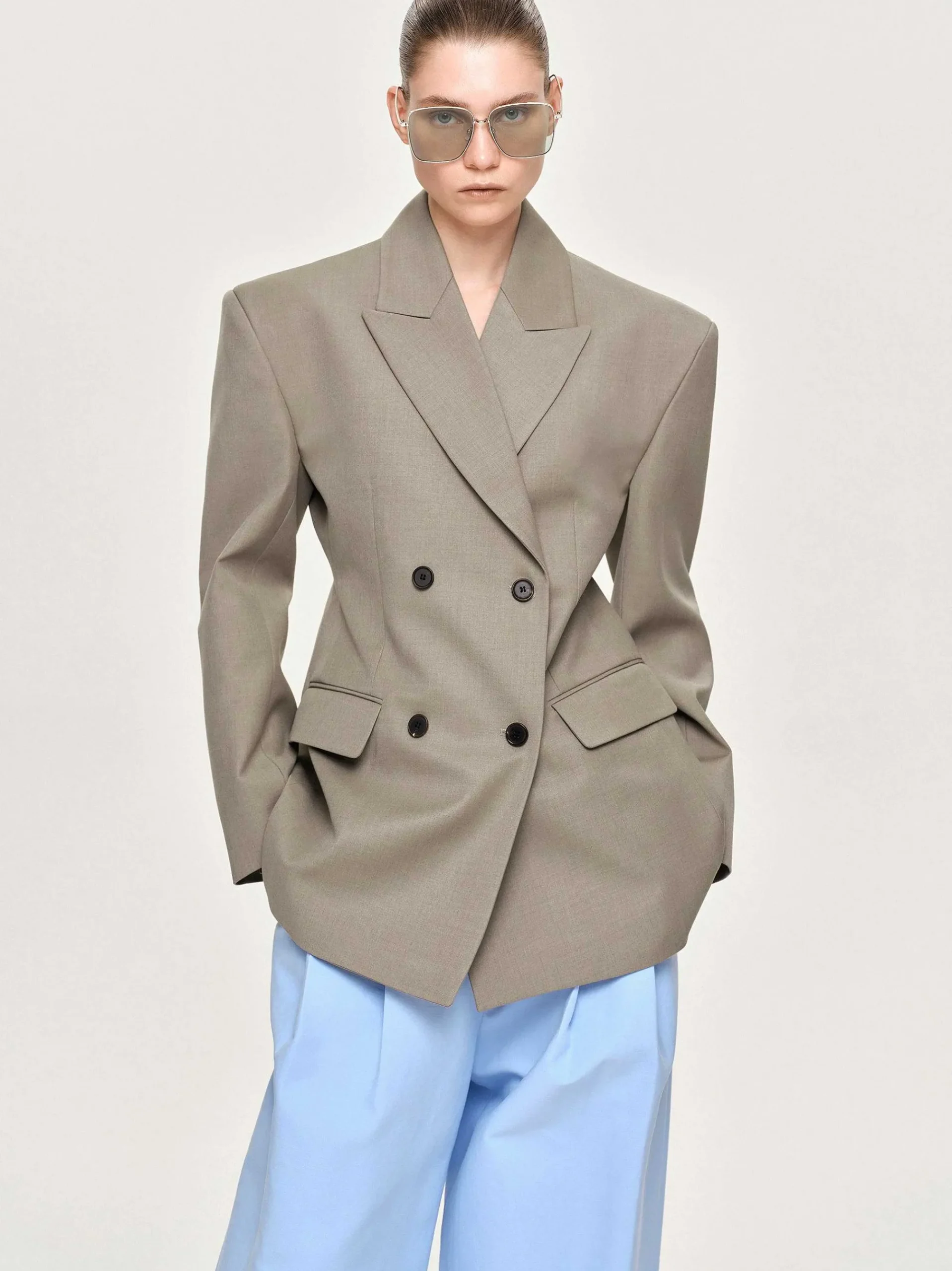 Source Unknown Vêtements D'Exterieur-Blazer Croise Messi, Dune