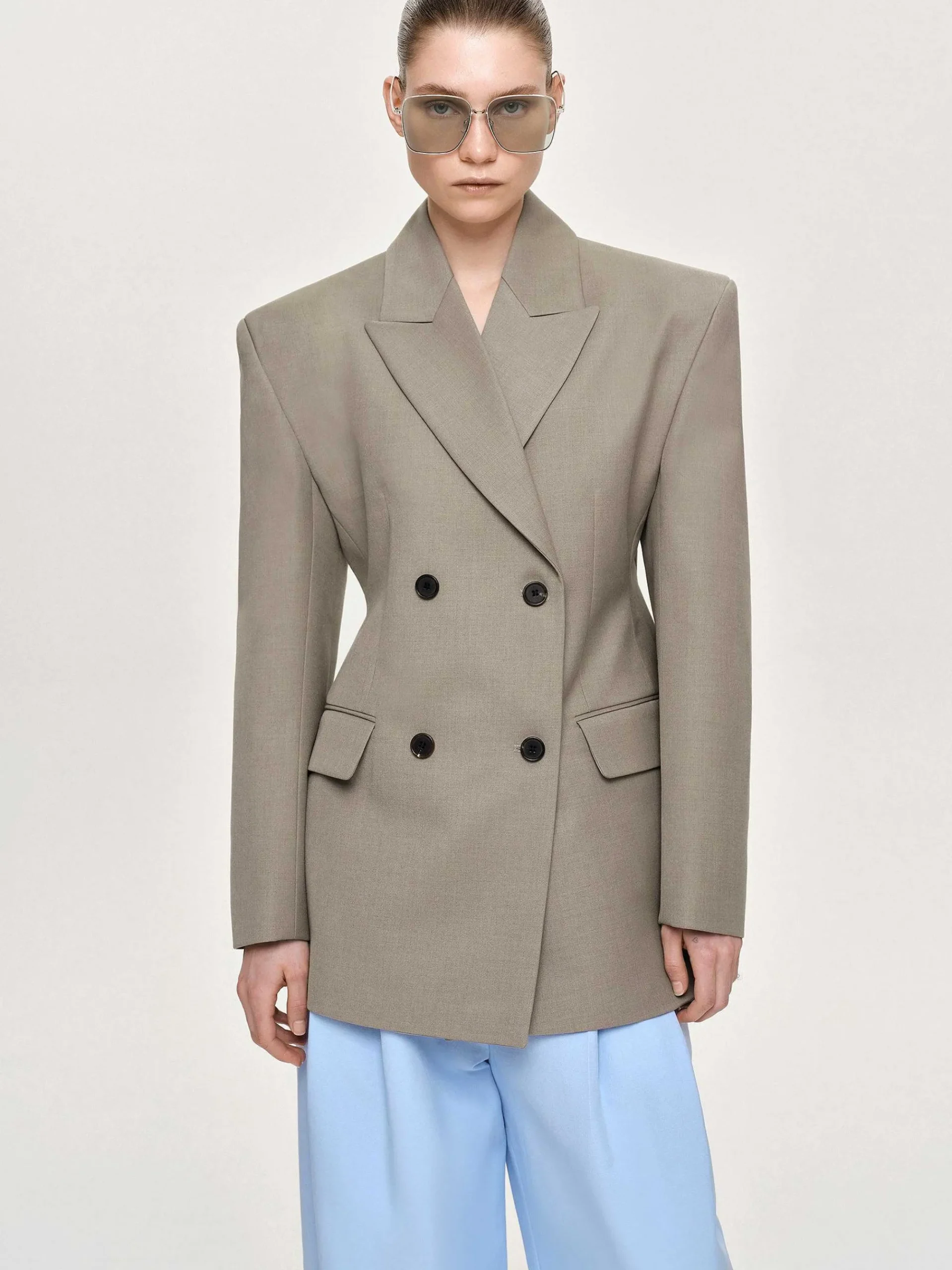 Source Unknown Vêtements D'Exterieur-Blazer Croise Messi, Dune