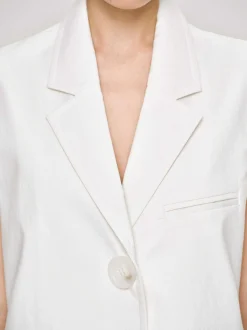 Source Unknown Vêtements D'Exterieur-Blazer Long Sans Manches, Blanc