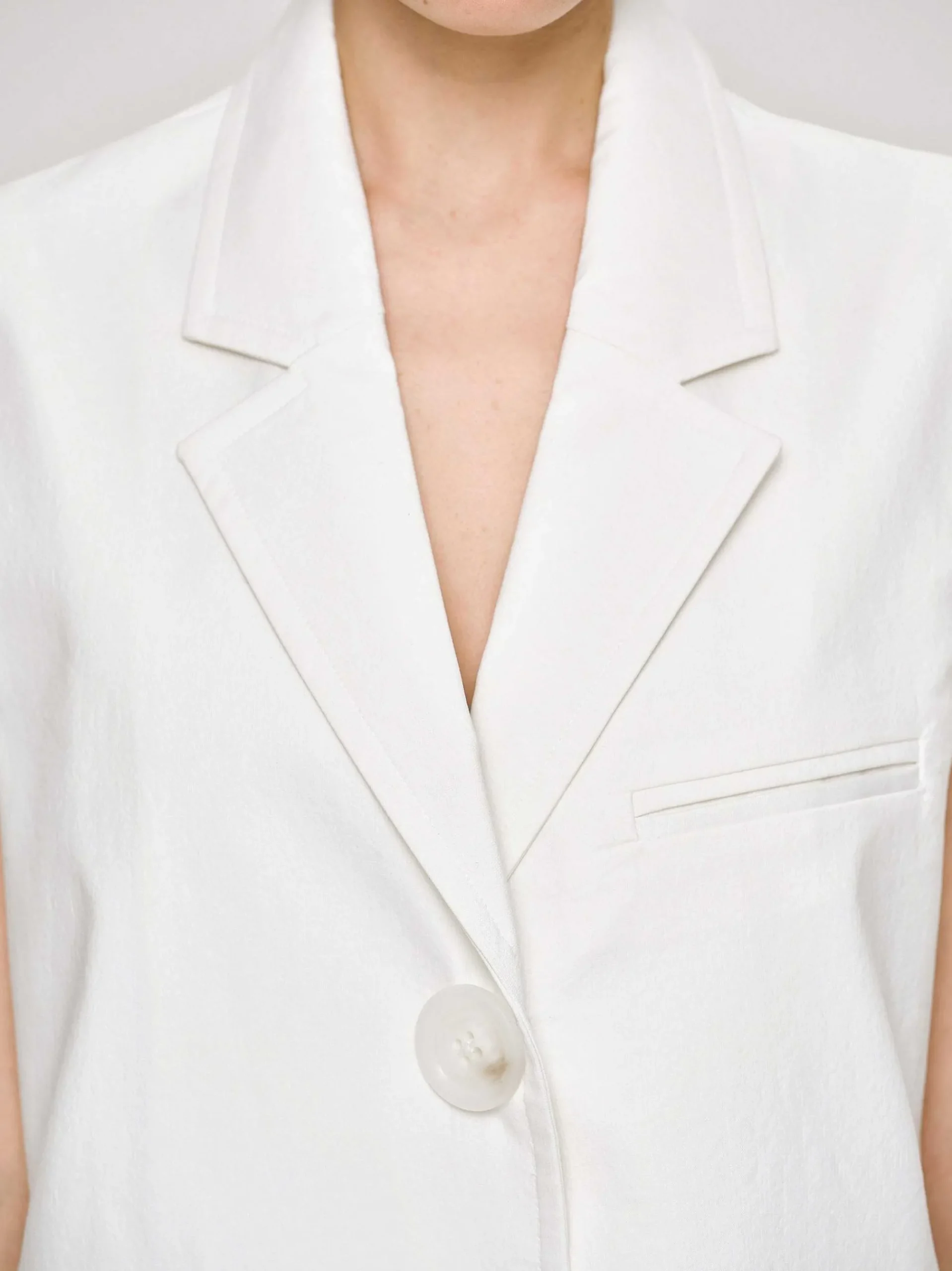 Source Unknown Vêtements D'Exterieur-Blazer Long Sans Manches, Blanc