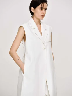 Source Unknown Vêtements-Blazer Long Sans Manches, Blanc