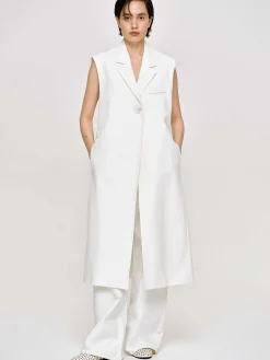 Source Unknown Vêtements-Blazer Long Sans Manches, Blanc