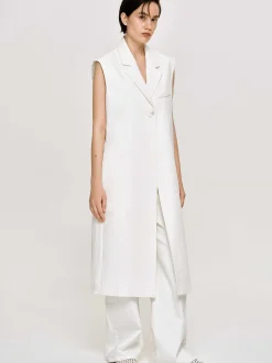 Source Unknown Vêtements-Blazer Long Sans Manches, Blanc