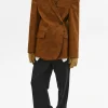 Source Unknown Accessoires-Blazer Lui En Simili Cuir, Marron Rouille