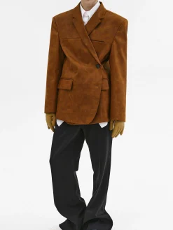 Source Unknown Accessoires-Blazer Lui En Simili Cuir, Marron Rouille