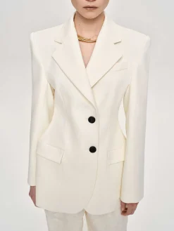 Source Unknown Vêtements D'Exterieur-Blazer Sablier Poldo, Creme