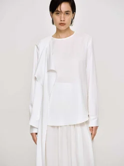 Source Unknown Vêtements-Blouse Echarpe Drapee Notte, Blanc