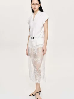 Source Unknown Hauts-Blouse En Crepe A Col En V, Blanc