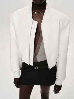 Source Unknown Vêtements-Blouson Aviateur En Similicuir, Blanc