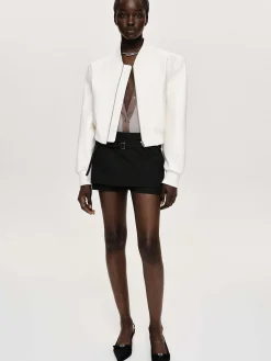 Source Unknown Vêtements-Blouson Aviateur En Similicuir, Blanc