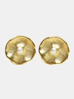 Source Unknown Accessoires-Boucles D'Oreilles A Tige Jardin, Dore