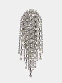 Source Unknown Vêtements-Boucles D'Oreilles Longues En Strass, Argent