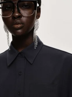 Source Unknown Vêtements-Boucles D'Oreilles Pendantes En Cristal, Argent