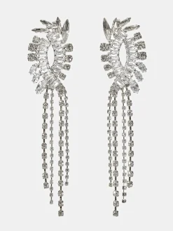 Source Unknown Vêtements-Boucles D'Oreilles Pendantes En Cristal, Argent