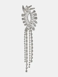 Source Unknown Vêtements-Boucles D'Oreilles Pendantes En Cristal, Argent