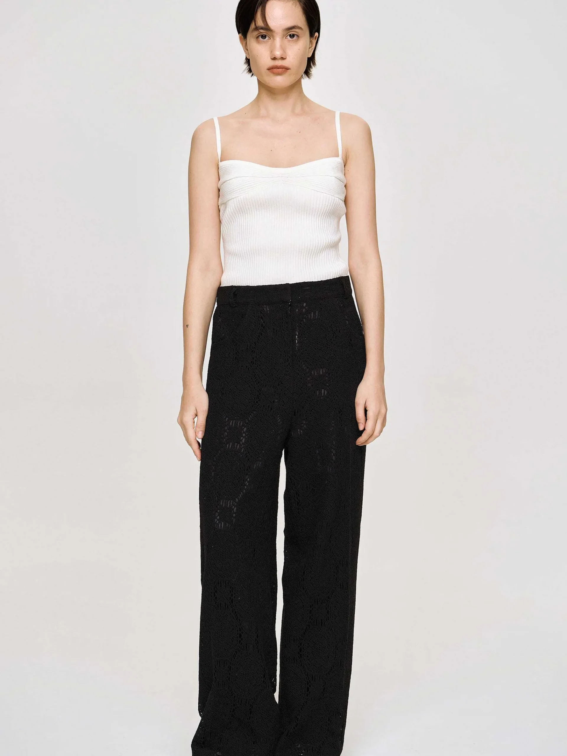 Source Unknown Tricots-Camisole En Tricot Cotele, Blanc