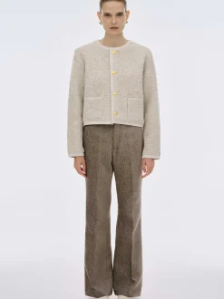 Source Unknown Vêtements-Cardigan En Laine De Tonte Mogador, Melange Beige