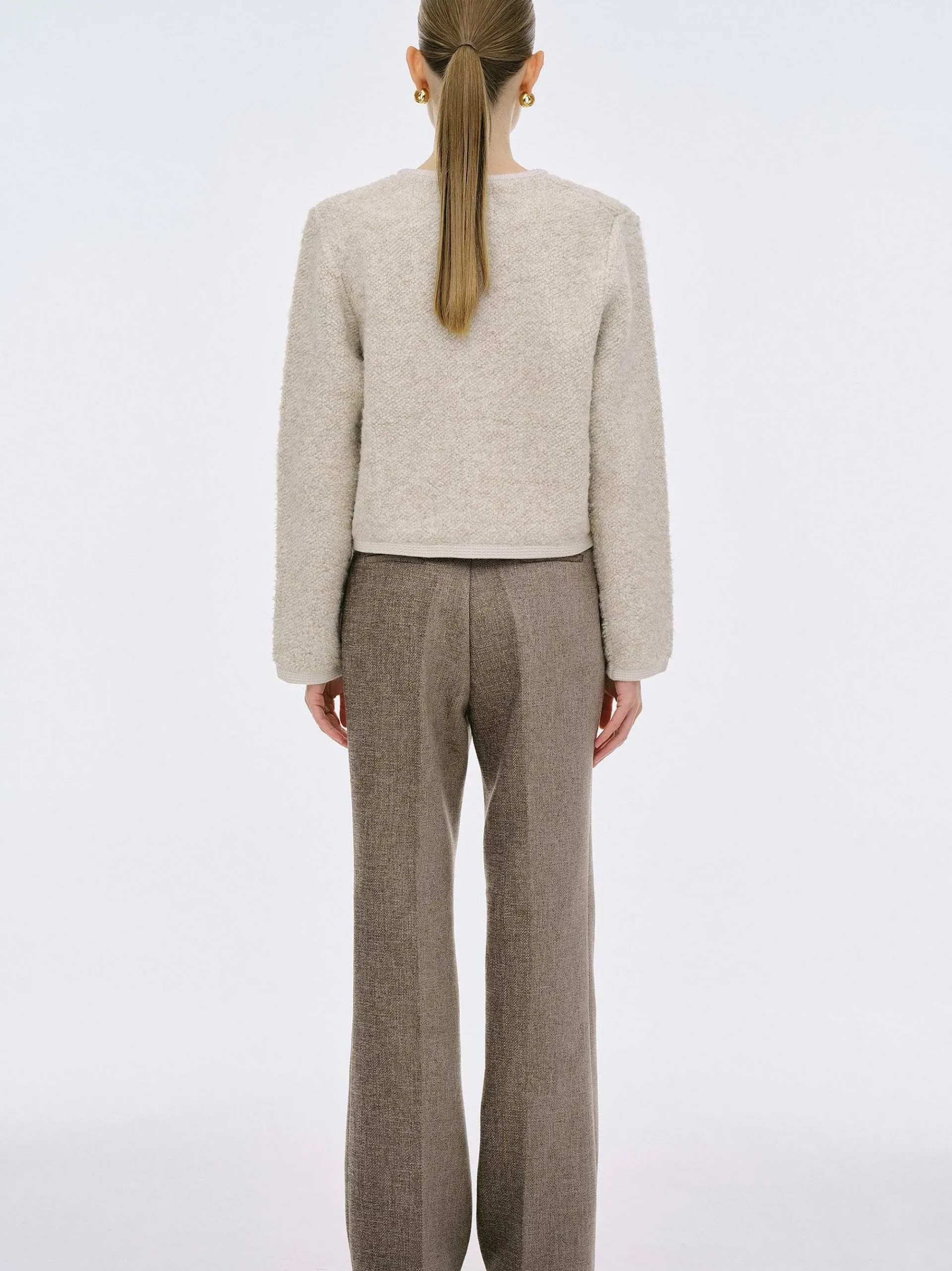 Source Unknown Vêtements-Cardigan En Laine De Tonte Mogador, Melange Beige