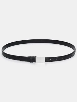 Source Unknown Accessoires-Ceinture Effet Croco A Boucle Plate, Argent