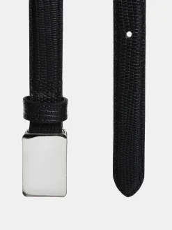 Source Unknown Vêtements-Ceinture Effet Croco A Boucle Plate, Argent