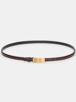 Source Unknown Vêtements-Ceinture En Cuir A Boucle Plate, Brune
