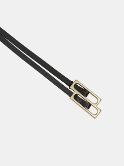 Source Unknown Vêtements-Ceinture En Cuir Double Fine, Noire