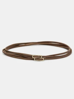 Source Unknown Vêtements-Ceinture En Cuir Double Fine, Moka