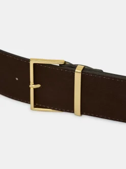 Source Unknown Accessoires-Ceinture En Daim A Boucle Carree, Expresso