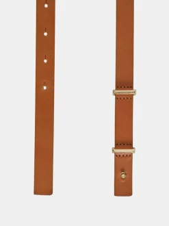 Source Unknown Accessoires-Ceinture Fine En Cuir De Veau, Beige