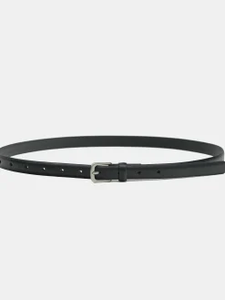 Source Unknown Accessoires-Ceinture Fine En Cuir, Noire