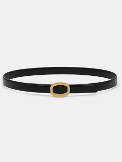 Source Unknown Vêtements-Ceinture Ronde En Cuir Hexagonale, Noir/Or